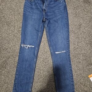 Abercrombie & Fitch Blue Distressed Skinny Jeans